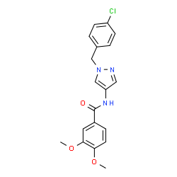 ChemSpider 2D Image | N-[1-(4-Chlorobenzyl)-1H-pyrazol-4-yl]-3,4-dimethoxybenzamide | C19H18ClN3O3