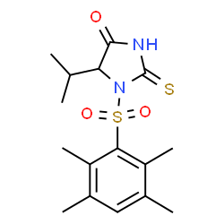 ChemSpider 2D Image | 5-Isopropyl-1-[(2,3,5,6-tetramethylphenyl)sulfonyl]-2-thioxo-4-imidazolidinone | C16H22N2O3S2