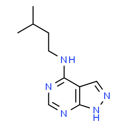 ChemSpider 2D Image | N-(3-Methylbutyl)-1H-pyrazolo[3,4-d]pyrimidin-4-amine | C10H15N5