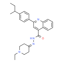 ChemSpider 2D Image | 2-(4-sec-Butylphenyl)-N'-(1-ethyl-4-piperidinylidene)-4-quinolinecarbohydrazide | C27H32N4O