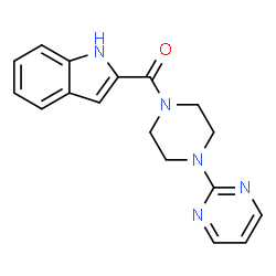 ChemSpider 2D Image | 1H-Indol-2-yl[4-(2-pyrimidinyl)-1-piperazinyl]methanone | C17H17N5O