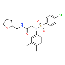 ChemSpider 2D Image | N~2~-[(4-Chlorophenyl)sulfonyl]-N~2~-(3,4-dimethylphenyl)-N-(tetrahydro-2-furanylmethyl)glycinamide | C21H25ClN2O4S