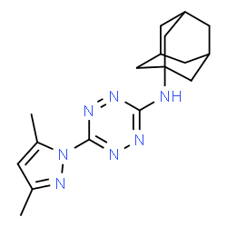 ChemSpider 2D Image | N-(Adamantan-1-yl)-6-(3,5-dimethyl-1H-pyrazol-1-yl)-1,2,4,5-tetrazin-3-amine | C17H23N7