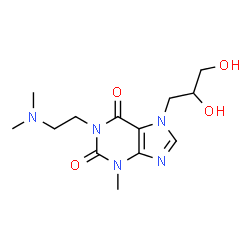 ChemSpider 2D Image | 7-(2,3-Dihydroxypropyl)-1-[2-(dimethylamino)ethyl]-3-methyl-3,7-dihydro-1H-purine-2,6-dione | C13H21N5O4