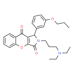 ChemSpider 2D Image | 2-[3-(Diethylamino)propyl]-1-(3-propoxyphenyl)-1,2-dihydrochromeno[2,3-c]pyrrole-3,9-dione | C27H32N2O4