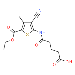 ChemSpider 2D Image | 5-{[3-Cyano-5-(ethoxycarbonyl)-4-methyl-2-thienyl]amino}-5-oxopentanoic acid | C14H16N2O5S