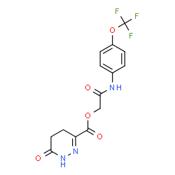 ChemSpider 2D Image | 2-Oxo-2-{[4-(trifluoromethoxy)phenyl]amino}ethyl 6-oxo-1,4,5,6-tetrahydro-3-pyridazinecarboxylate | C14H12F3N3O5