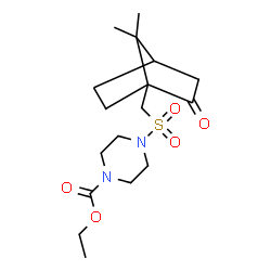 ChemSpider 2D Image | Ethyl 4-{[(7,7-dimethyl-2-oxobicyclo[2.2.1]hept-1-yl)methyl]sulfonyl}-1-piperazinecarboxylate | C17H28N2O5S