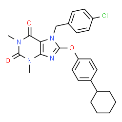 ChemSpider 2D Image | 7-(4-Chlorobenzyl)-8-(4-cyclohexylphenoxy)-1,3-dimethyl-3,7-dihydro-1H-purine-2,6-dione | C26H27ClN4O3