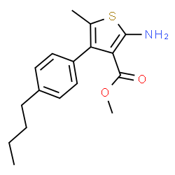 ChemSpider 2D Image | Methyl 2-amino-4-(4-butylphenyl)-5-methyl-3-thiophenecarboxylate | C17H21NO2S