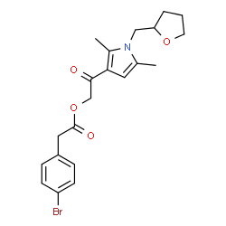 ChemSpider 2D Image | 2-[2,5-Dimethyl-1-(tetrahydro-2-furanylmethyl)-1H-pyrrol-3-yl]-2-oxoethyl (4-bromophenyl)acetate | C21H24BrNO4