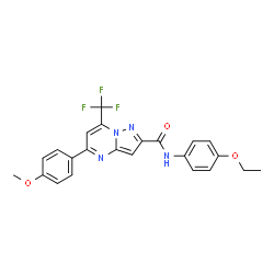 ChemSpider 2D Image | N-(4-Ethoxyphenyl)-5-(4-methoxyphenyl)-7-(trifluoromethyl)pyrazolo[1,5-a]pyrimidine-2-carboxamide | C23H19F3N4O3