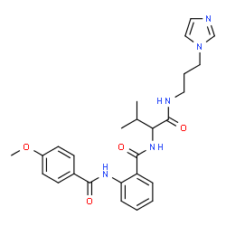ChemSpider 2D Image | N-(1-(3-(1H-imidazol-1-yl)propylamino)-3-methyl-1-oxobutan-2-yl)-2-(4-methoxybenzamido)benzamide | C26H31N5O4