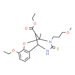 ChemSpider 2D Image | Ethyl 6-ethoxy-10-(3-methoxypropyl)-9-methyl-11-thioxo-8-oxa-10,12-diazatricyclo[7.3.1.0~2,7~]trideca-2,4,6-triene-13-carboxylate | C20H28N2O5S