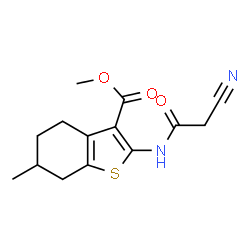 ChemSpider 2D Image | methyl 2-(2-cyanoacetamido)-6-methyl-4,5,6,7-tetrahydro-1-benzothiophene-3-carboxylate | C14H16N2O3S