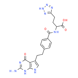 ChemSpider 2D Image | 2-({4-[2-(2-Amino-4-oxo-4,7-dihydro-1H-pyrrolo[2,3-d]pyrimidin-5-yl)ethyl]benzoyl}amino)-4-(2H-tetrazol-5-yl)butanoic acid | C20H21N9O4
