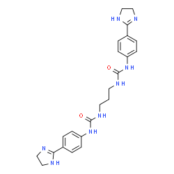 ChemSpider 2D Image | 1,1'-(1,3-Propanediyl)bis{3-[4-(4,5-dihydro-1H-imidazol-2-yl)phenyl]urea} | C23H28N8O2