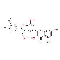 ChemSpider 2D Image | 2-(2,3-Dihydro-7-hydroxy-2-(4-hydroxy-3-methoxyphenyl)-3-(hydroxymethyl)-5-benzofuranyl)-3,5,7-trihydroxy-4-chromanone | C25H22O10