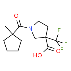 ChemSpider 2D Image | 1-[(1-Methylcyclopentyl)carbonyl]-3-(trifluoromethyl)-3-pyrrolidinecarboxylic acid | C13H18F3NO3