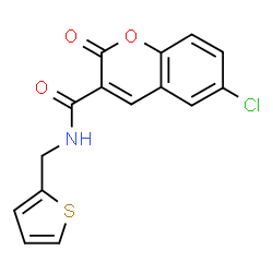 ChemSpider 2D Image | 6-Chloro-2-oxo-N-(2-thienylmethyl)-2H-chromene-3-carboxamide | C15H10ClNO3S