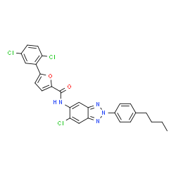 ChemSpider 2D Image | N-[2-(4-Butylphenyl)-6-chloro-2H-benzotriazol-5-yl]-5-(2,5-dichlorophenyl)-2-furamide | C27H21Cl3N4O2