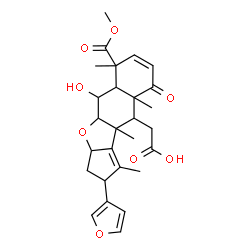 ChemSpider 2D Image | [2-(3-Furyl)-5-hydroxy-6-(methoxycarbonyl)-1,6,9a,10a-tetramethyl-9-oxo-3,3a,4a,5,5a,6,9,9a,10,10a-decahydro-2H-cyclopenta[b]naphtho[2,3-d]furan-10-yl]acetic acid | C27H32O8