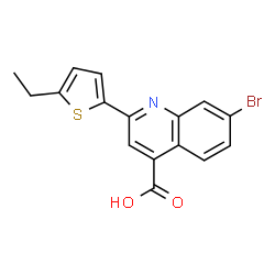 ChemSpider 2D Image | 7-Bromo-2-(5-ethyl-2-thienyl)-4-quinolinecarboxylic acid | C16H12BrNO2S