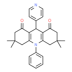 ChemSpider 2D Image | 3,3,6,6-Tetramethyl-10-phenyl-9-(4-pyridinyl)-3,4,6,7,9,10-hexahydro-1,8(2H,5H)-acridinedione | C28H30N2O2