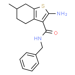 ChemSpider 2D Image | 2-Amino-N-benzyl-6-methyl-4,5,6,7-tetrahydro-1-benzothiophene-3-carboxamide | C17H20N2OS