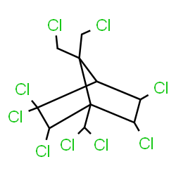 ChemSpider 2D Image | 2,3,3,5,6-Pentachloro-7,7-bis(chloromethyl)-1-(dichloromethyl)bicyclo[2.2.1]heptane | C10H9Cl9