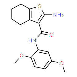 ChemSpider 2D Image | 2-Amino-N-(2,5-dimethoxyphenyl)-4,5,6,7-tetrahydro-1-benzothiophene-3-carboxamide | C17H20N2O3S