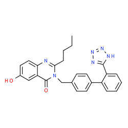 ChemSpider 2D Image | 2-butyl-6-hydroxy-3-(2'-(1H-tetrazol-5-yl)biphenyl-4-ylmethyl)-3H-quinazolin-4-one | C26H24N6O2