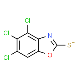 ChemSpider 2D Image | 4,5,6-Trichloro-1,3-benzoxazole-2-thiolate | C7HCl3NOS