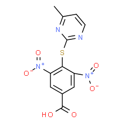 ChemSpider 2D Image | 4-[(4-Methyl-2-pyrimidinyl)sulfanyl]-3,5-dinitrobenzoic acid | C12H8N4O6S