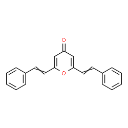 ChemSpider 2D Image | 2,6-Bis(2-phenylvinyl)-4H-pyran-4-one | C21H16O2