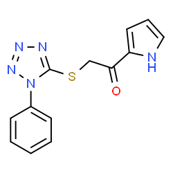 ChemSpider 2D Image | 2-[(1-Phenyl-1H-tetrazol-5-yl)sulfanyl]-1-(1H-pyrrol-2-yl)ethanone | C13H11N5OS