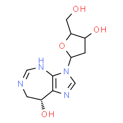 ChemSpider 2D Image | (8R)-3-(2-Deoxypentofuranosyl)-3,4,7,8-tetrahydroimidazo[4,5-d][1,3]diazepin-8-ol | C11H16N4O4