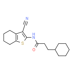 ChemSpider 2D Image | N-(3-Cyano-4,5,6,7-tetrahydro-1-benzothiophen-2-yl)-3-cyclohexylpropanamide | C18H24N2OS