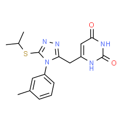 ChemSpider 2D Image | 6-[[4-(3-methylphenyl)-5-(propan-2-ylthio)-1,2,4-triazol-3-yl]methyl]-1H-pyrimidine-2,4-dione | C17H19N5O2S