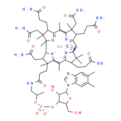 ChemSpider 2D Image | cobaltous;[5-(5,6-dimethylbenzimidazol-1-yl)-4-hydroxy-2-(hydroxymethyl)tetrahydrofuran-3-yl] [1-methyl-2-[3-[2,13,18-tris(2-amino-2-oxo-ethyl)-7,12,17-tris(3-amino-3-oxo-propyl)-3,5,8,8,13,15,18,19-octamethyl-2,7,12,17-tetrahydro-1H-corrin-21-id-3-yl]propanoylamino]ethyl] phosphate;cyanide | C63H88CoN14O14P