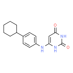 ChemSpider 2D Image | 6-[(4-Cyclohexylphenyl)amino]-2,4(1H,3H)-pyrimidinedione | C16H19N3O2