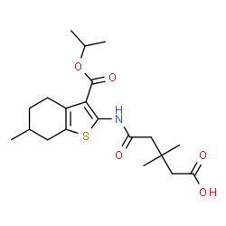 ChemSpider 2D Image | 5-{[3-(Isopropoxycarbonyl)-6-methyl-4,5,6,7-tetrahydro-1-benzothiophen-2-yl]amino}-3,3-dimethyl-5-oxopentanoic acid | C20H29NO5S