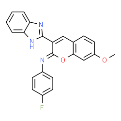 ChemSpider 2D Image | (2Z)-3-(1H-Benzimidazol-2-yl)-N-(4-fluorophenyl)-7-methoxy-2H-chromen-2-imine | C23H16FN3O2