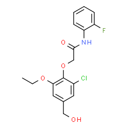 ChemSpider 2D Image | 2-[2-Chloro-6-ethoxy-4-(hydroxymethyl)phenoxy]-N-(2-fluorophenyl)acetamide | C17H17ClFNO4
