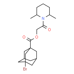 ChemSpider 2D Image | 2-(2,6-Dimethyl-1-piperidinyl)-2-oxoethyl 3-bromo-1-adamantanecarboxylate | C20H30BrNO3