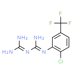 ChemSpider 2D Image | 2-[2-Chloro-5-(trifluoromethyl)phenyl]-1-(diaminomethylene)guanidine | C9H9ClF3N5