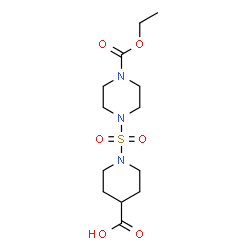 ChemSpider 2D Image | 1-Ethyl 4-[(4-carboxy-1-piperidinyl)sulfonyl]-1-piperazinecarboxylate | C13H23N3O6S