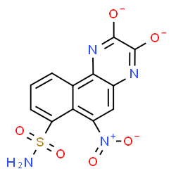 ChemSpider 2D Image | 6-Nitro-7-sulfamoylbenzo[f]quinoxaline-2,3-diolate | C12H6N4O6S