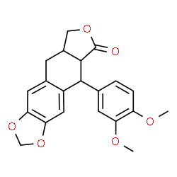 ChemSpider 2D Image | 5-(3,4-Dimethoxyphenyl)-5,8,8a,9-tetrahydrofuro[3',4':6,7]naphtho[2,3-d][1,3]dioxol-6(5aH)-one | C21H20O6