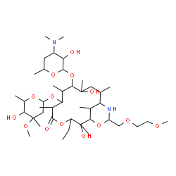 ChemSpider 2D Image | 3-Ethyl-2,10-dihydroxy-15-[(2-methoxyethoxy)methyl]-2,6,8,10,12,17-hexamethyl-5-oxo-9-{[3,4,6-trideoxy-3-(dimethylamino)hexopyranosyl]oxy}-4,16-dioxa-14-azabicyclo[11.3.1]heptadec-7-yl 2,6-dideoxy-3-C
-methyl-3-O-methylhexopyranoside | C42H78N2O14